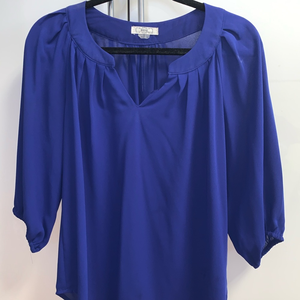 Blue/Purple loose blouse with quarter sleeves